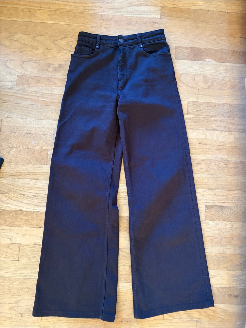 Zara Wide-Leg Jeans in espresso brown size 4 tailored for 5’4 petite